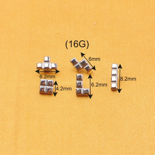 New Arrival Tetris Classic Games Piercing Earrings internally thread ASTM F136 Titanium Labret Daith Helix Nose Body Jewelry --P541