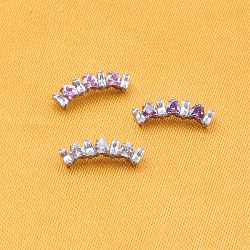 Hot-Selling ASTM-F136 Titanium  Labret Crown Set Women's Ear Lip Nails White Pink and Purple  Zircon Wedding Fashion Piercing Body Jewelry--P550