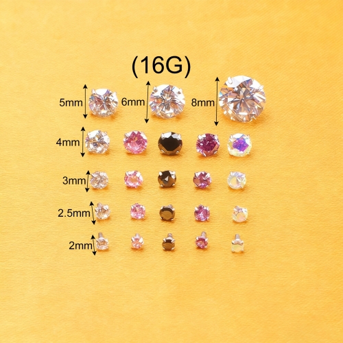Titanium Piercing Jewelry 0.9MM thread ASTMF136 Titanium Clean Zircon Internally Threaded  Ear Piercing Jewelry P009