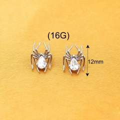 Wholesale New French Style Cyber Red Alloy Jewelry 3D Stereo Flash Decoration Crystal Spider Nail Art Armor Sticker Decals--P502