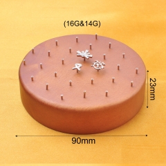 Round and Rectangle Yellow Walnut Solid Wood Square Labret Body Piercing Jewelry Top Belly Button Display Cases Tool Screw DIY 14G &16GThread --DIS-18
