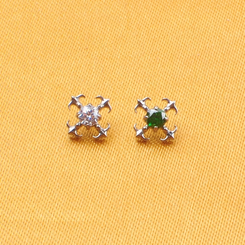 ASTM F136 Titanium White and Green Zircon Snowflake Labret Studs Body Piercing Lip Jewelry Rings Tragus Helix Cartilage Gift--P552