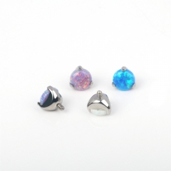 NSPJ ASTM F136 Titanium Piercing Jewelry Internally Thread Opal Gem Stone Rook Body Piercing Jewelry Navel Belly Ear Piercing Jewelry -P034