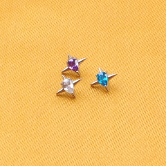 Labret Piercing F136 Titanium Helix Star Internally Threaded Top Earring Nose Rings Labret Helix Ear Stud Piercing Body Jewelry--P575