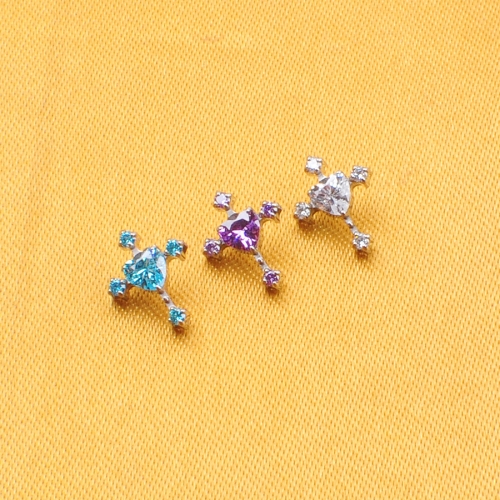 ASTM F Titanium 4 Baguette CZ and 5 CZ Jewelry Labret Lip Ring Ear Ring Claw Set Zircon Unisex Body Piercing Labret Jewelry--P576