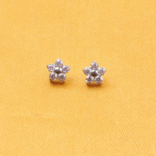 Ready to Ship 16G Internally threaded Top Labret Push Pin 3 Prong Set CZ Flower Earring Nose Ring Piercing Jewelry--P573