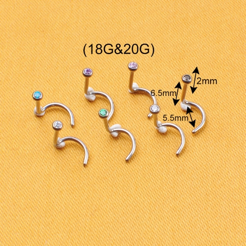 Jewelry ASTM F136 Titanium Nostril Ring With White Zircon Screw Shape Nose Ear Ring Body Piercing Jewelry -W36