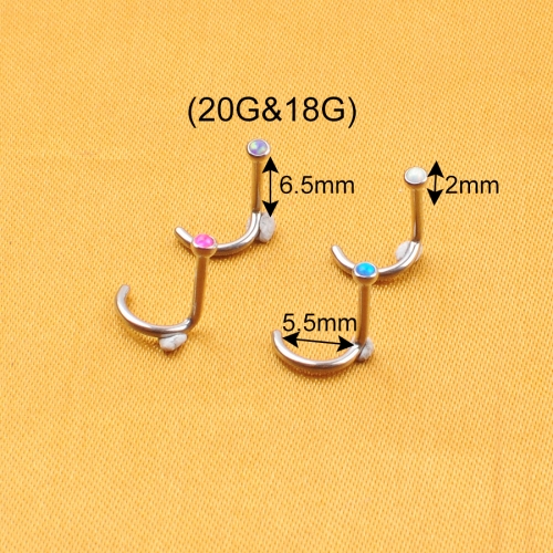 Nostril Piercing Jewelry ASTM F136 Titanium Implant Grade Titanium Nostril Ring Top With Opal Gem Stone Body Piercing Jewelry--W22