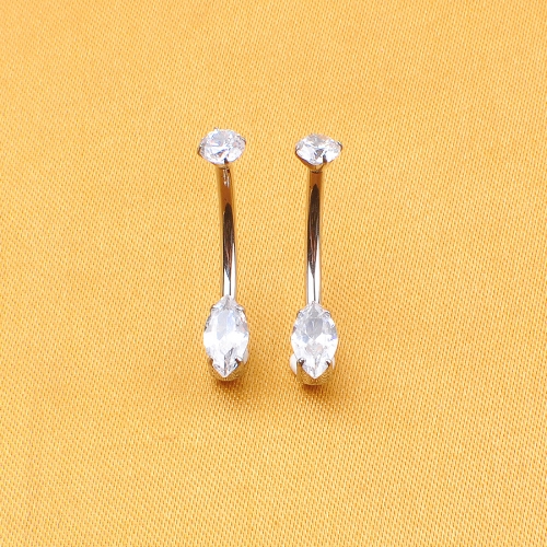 ASTM F136 Titanium Teardrop Navel Ring 14G Punk Style Women's Body Piercing Jewelry Zircon Inlay for Weddings Engagements--W259
