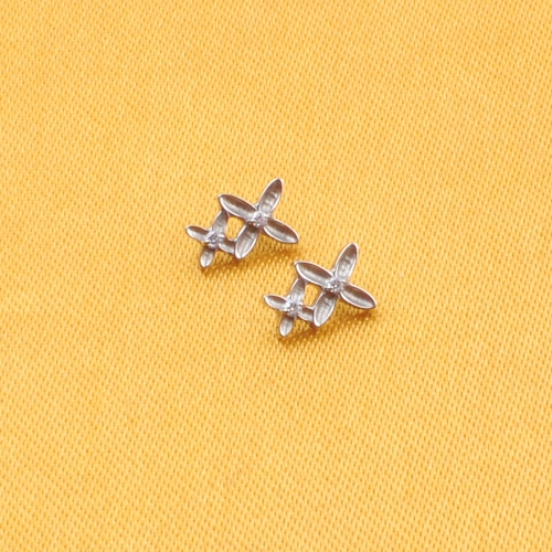 ASTM F136 Implant Grade Titanium Zircon two flower Plated Internally Threaded Labret Helix Tragus Lip Earrings Piercing