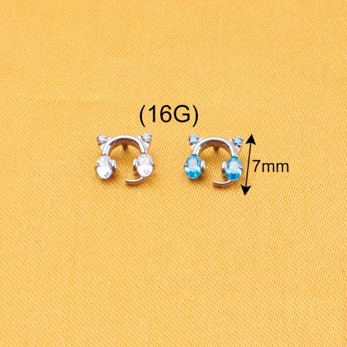 White Titanium E-sports Kitten Ear Bone Nail Niche Design Sense Personality Cute Exquisite Female Sweet Unique All-match Earrings--P572