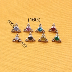 NSPJ Body Piercing Jewelry ASTM F136 Titanium and Zircon Internally Thread Mounting Zircon Dermal Piercing Jewelry P020
