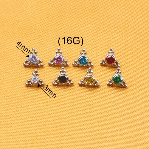 NSPJ Body Piercing Jewelry ASTM F136 Titanium and Zircon Internally Thread Mounting Zircon Dermal Piercing Jewelry P020
