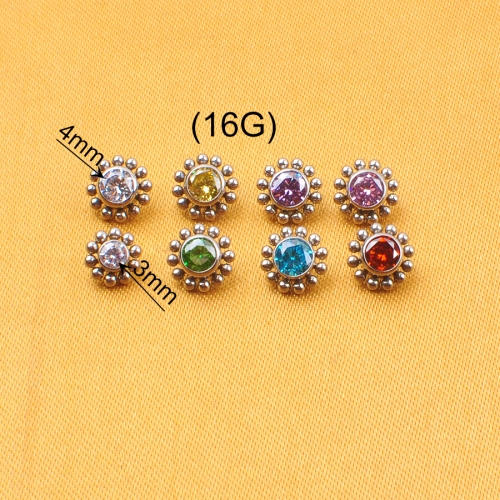 NSPJ Body Piercing Jewelry  Only Top Parts  ASTMF136 Titanium Piercing Jewelry and Zircon Titanium Balls Ear Piercing Jewelry P019