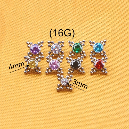 NSPJ Titanium Piercing Jewelry ASTMF136 Titanium and Zircon Body Piercing Jewelry Ear Piercing Jewelry P018