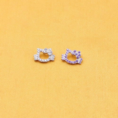ASTM-F136 titanium Flat Back Earrings Diamond Kitty Stud Hoops Cartilage Earring Stacks Daith Conch Tragus Helix Piercing Jewelry--P581