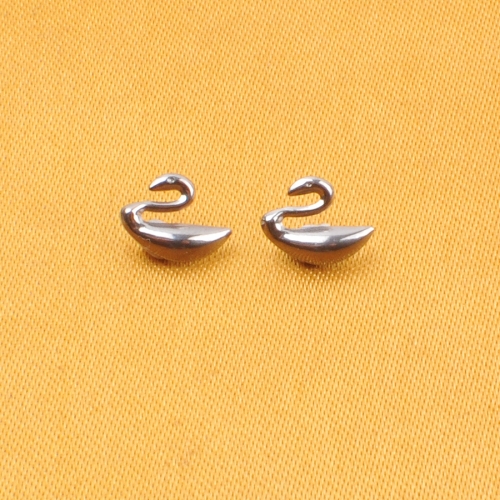 ASTM F136 Titanium 16G Swan Shaped Labret Lip Piercing Ear Studs Flat Back Zircon Earrings Nose Tragus Helix Lobe Jewelry--P590