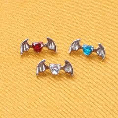 ASTM F136 Titanium Bat Star Cubic Zirconia Ear Studs Labret Stud CZ Cartilage Earring Helix Tragus Stud Piercing--P591