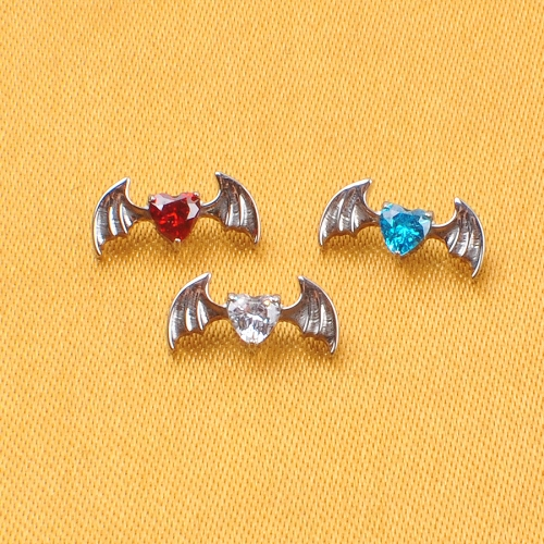 ASTM F136 Titanium Bat Star Cubic Zirconia Ear Studs Labret Stud CZ Cartilage Earring Helix Tragus Stud Piercing--P591