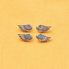ASTM -F136 titanium  Hip Hop Vintage Angel Wings Wings of Liberty Stud Earrings for Women Punk Zircon CZ Stud Fashion Jewelry Wedding Gift --P592