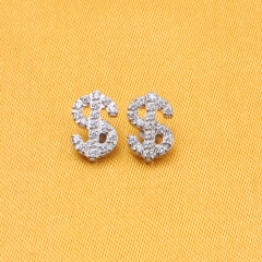 High Polish Titanium Carving Set Dollar CZ Center Body Piercing Jewelry 16G Internally Threaded Helix Earring Labret--P593