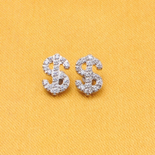 High Polish Titanium Carving Set Dollar CZ Center Body Piercing Jewelry 16G Internally Threaded Helix Earring Labret--P593