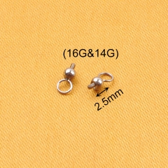 ASTM-F136 titanium 14G&16G Thread Large Hole Sheeps Eye Pendant Bag Pin Half Bead Holder DIY Accessor--P567