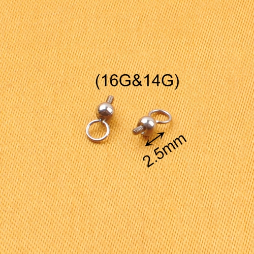 ASTM-F136 titanium 14G&16G Thread Large Hole Sheeps Eye Pendant Bag Pin Half Bead Holder DIY Accessor--P567