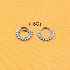 New Design 8mm Fine Body Jewelry Nose Ring ASTM-F136 titanium Luxury Diamond Cartilage Piercing Hoop Earrings Women--W216