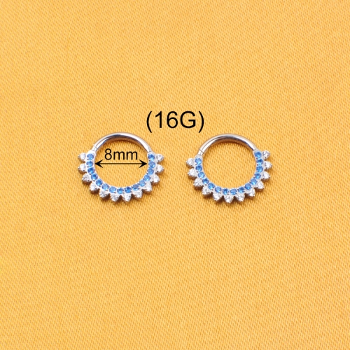 New Design 8mm Fine Body Jewelry Nose Ring ASTM-F136 titanium Luxury Diamond Cartilage Piercing Hoop Earrings Women--W216