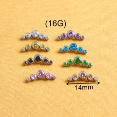 NSPJ Clean Colors Zircon Curve 5 Ziircon Stones tragus piercing Jewelry Labret Piercing ASTM F136 Titanium Piercing Jewelry P027
