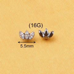 Labret Body Piercing Jewelry 3Pcs Zircon ASTM F136 Titanium Piercing Jewelry and Zircon 0.9mm Internally Thread Parts-- P090