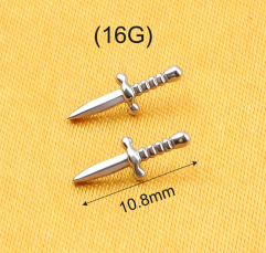 ASTM F136 Titanium Internally Threaded Sword Top Labret Ear Cartilage Piercing Jewelry rook piercing jewelry piercing supply --P158