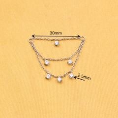 30mm ASTM-F136 titanium chain with six pcs 2.5mm high quality zircon nose piercing ear piercing helix piercing --P596