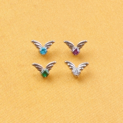 ASTM F136 Titanium Body Piercing Jewelry Wing Zircon Ear Cartilage Stud and Lip Piercing Earrings Delicacy Lip Rings--P595