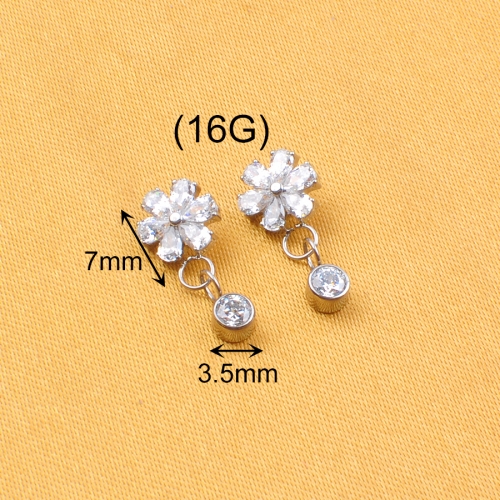 ASTM F136 Titanium Flower Dangling Earrings Body Jewelry Christmas for Women ASTM-F136 Titanium Piercing--P598