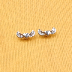 ASTM F136 Titanium 16G Winged Heart Labret Monroe Lip Heart Wing Stud Ear Tragus Cartilage Piercing Body Jewelry--P607