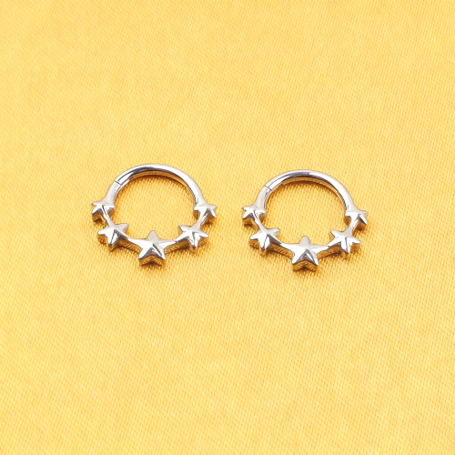 Classic Fashion Piercing Wholesale ASTM-F136 Titanium Zircon Nose Ring Paved Twist Hinged Segment Clicker 16G Wedding Body Jewelry--W255