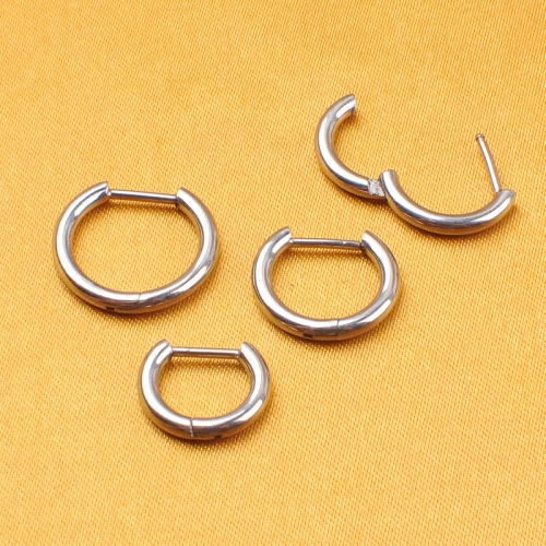 ASTM F136 Titanium Alloy D-Shaped Seamless Ring Earrings Aftercare Straight Pin Loop Cartilage Piercing Jewelry--W228