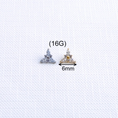 ASTM-F136 Titanium Alloy T-shaped Zircon Inlaid Internal Tooth Lip Stud Flower Horse Eye Ear Bone Stud Earrings--P620