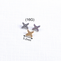 ASTM-F136 titanium Silver Star Design Earrings with Sensational Gold-Plated Cubic Zircon Luxury Trendy Jewellery for Weddings Parties Gifts--P618