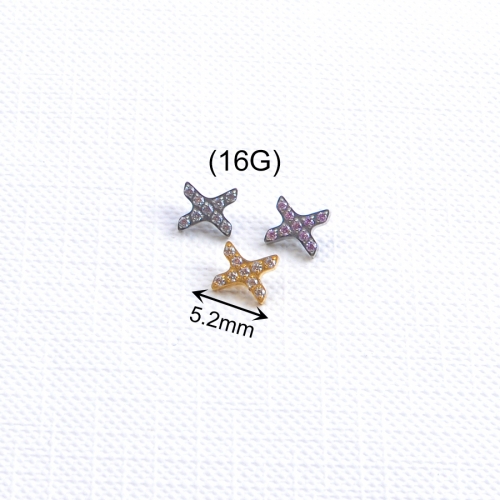 ASTM-F136 titanium Silver Star Design Earrings with Sensational Gold-Plated Cubic Zircon Luxury Trendy Jewellery for Weddings Parties Gifts--P618