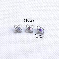 Jewelry Piercing ASTM-F136 Titanium Alloy Earrings Fashion Beach Party Women's Piercing Jewelry Pure Titanium Internal Thread--P624