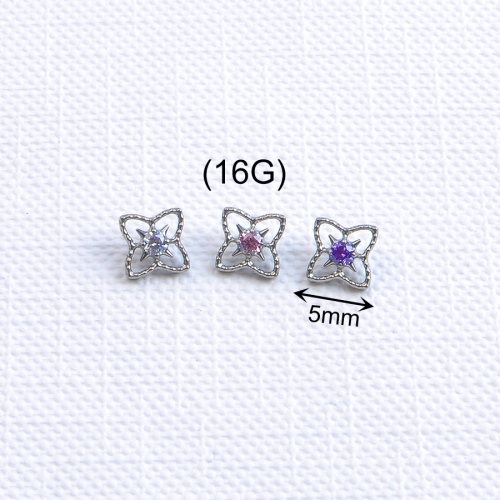 Jewelry Piercing ASTM-F136 Titanium Alloy Earrings Fashion Beach Party Women's Piercing Jewelry Pure Titanium Internal Thread--P624