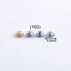Fashion Ear Stud Jewelry ASTM F136 Titanium Hollow Flower Internal Threaded Top Lip Studs Earring Piercing Labret Jewelry--P622