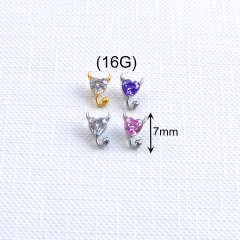 High Quality ASTM-F136 Titanium Internal Threaded CZ Dangle Labret Lip Ear Studs Body Jewelry for Children--P631
