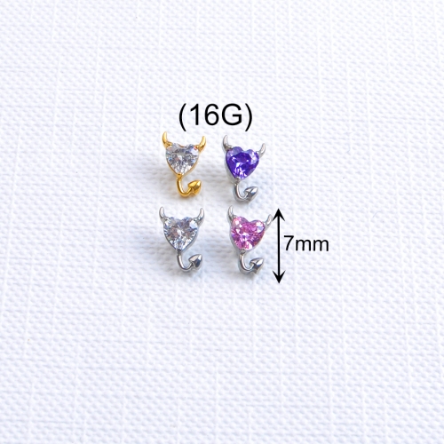 High Quality ASTM-F136 Titanium Internal Threaded CZ Dangle Labret Lip Ear Studs Body Jewelry for Children--P631