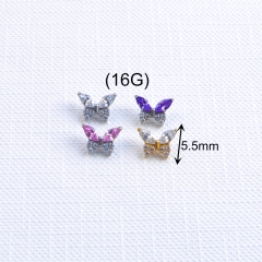 ASTM-F136 Titanium CZ Earring Studs Labret Zircon-Paved Cartilage Tragus Piercing Jewelry for Girls Party--P627