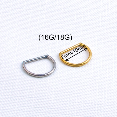 Hinged Segments Ring Jewelry ASTM F136 Titanium body piercing Jewelry D Letter Shape Silver Titanium Jewelry -W46