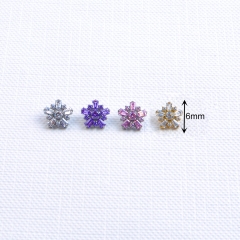 Wholesale Titanium 16G Labret Body Piercing Jewelry CZ Snow Rose Flower Shaped Stud Earrings Accessories for Girls Gifts--P629
